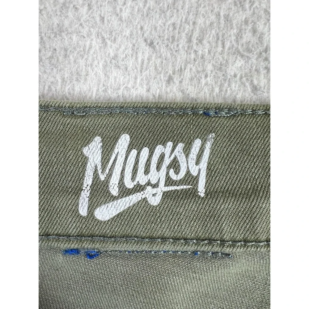 Mugsy Jeans Mens 30x30 Green Slim Tapered Stretch Denim Casual Pants Olive